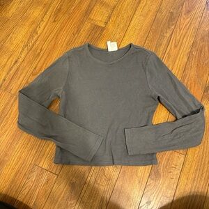 H&M Charcoal Ribbed Long Sleeve Top